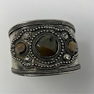 Elegant Metal and Stone Women's Cuff Bracelet